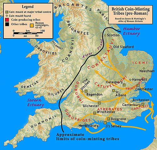 Map of British tribes at the time of the Roman invasion