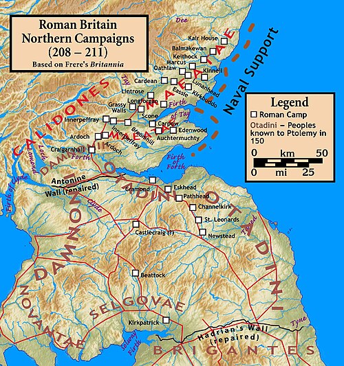 Map of Severus's campaigns in Caledonia